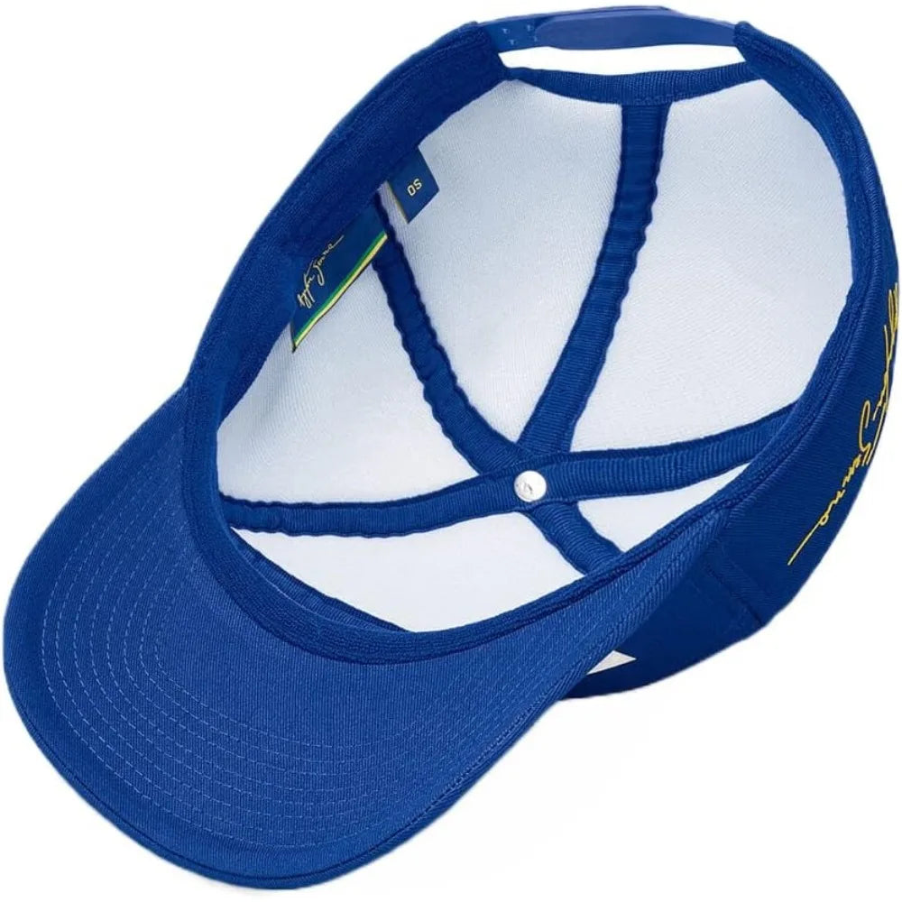 National Flag Cap Replica Ayrton Senna Style Blue Adjustable One Size with Carry Bag Long-Tailed Keyword
