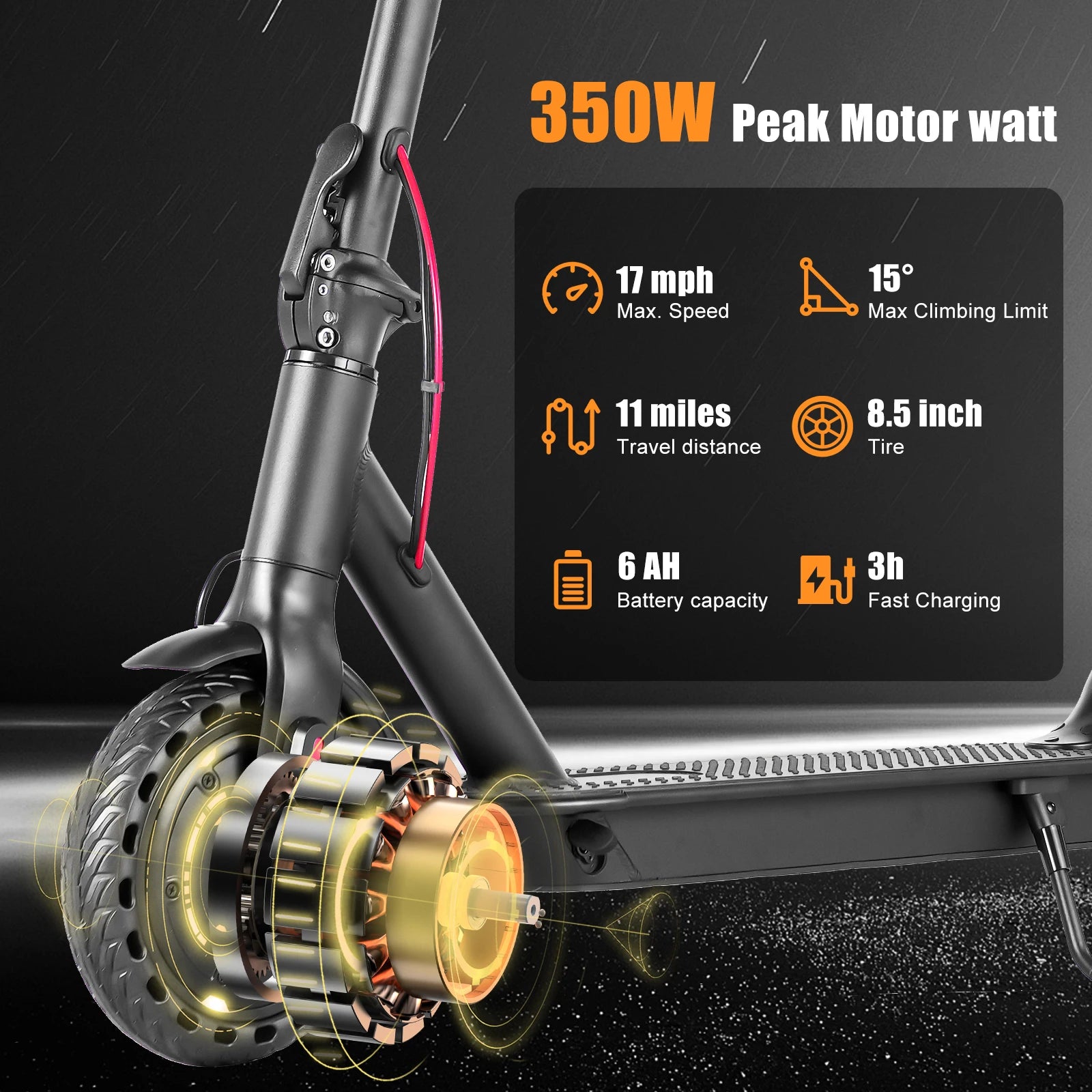 Folding Electric Scooter 36V 8.5inch Anti-skid Solid Tires Long Range 15-20MPH Speed Foldable Commuting E-Scooter for Adults