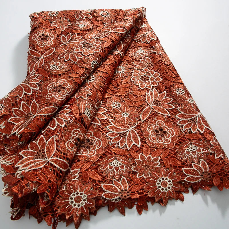 Latest Nigerian Water Soluble Lace Sequins Fabric 2025 High Quality Elegant African Cord Guipure Lace Fabric for Wedding Dress A