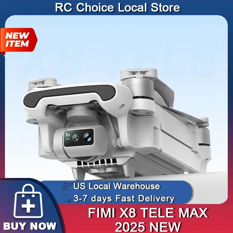 FIMI X8 Tele Max 4K Professional Drone 3-Axis Gimbal with Wide-Angle 30x Hybrid Zoom AI Super Night Mode RC Quadcopter 2025