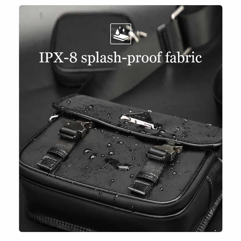 BOPAI Men's Waterproof Messenger Bag Multi-functional Vintage Shoulder Bag Casual Travel Bag Large-capacity Fashion Bag
