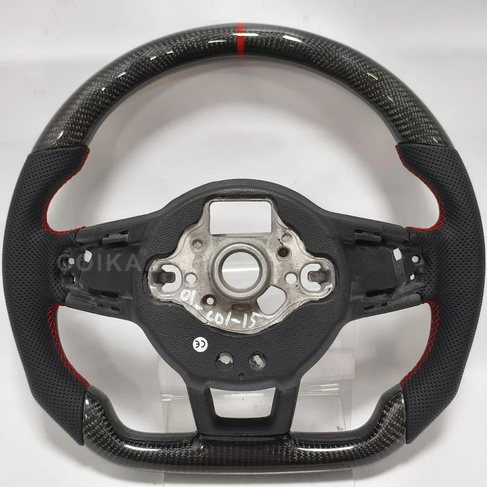 For Volkswagen Tiguan Golf 7 7.5 GTI GTE GLI 2013-2019 Real Carbon Fiber Steering Wheel Perforated Leather Sport Car Accessories