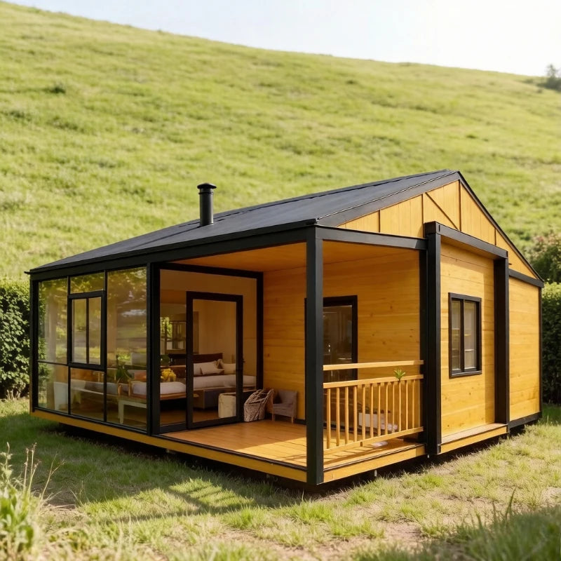Hot Sale Mobile Tiny Home Forest Cabin Warehouse Barn Prefab House Expandable Steel Container House Sunroom Garden Rooms