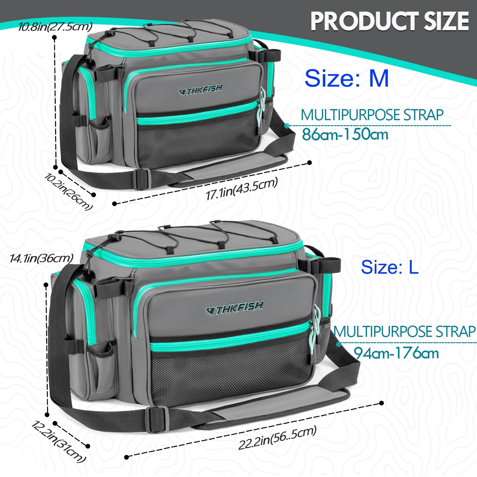 THKFISH Fishing Shoulder Bag Waterproof Fishing Tackle Bags Multifunctional Fishing Gear Lures Storage Pack Sling Bag