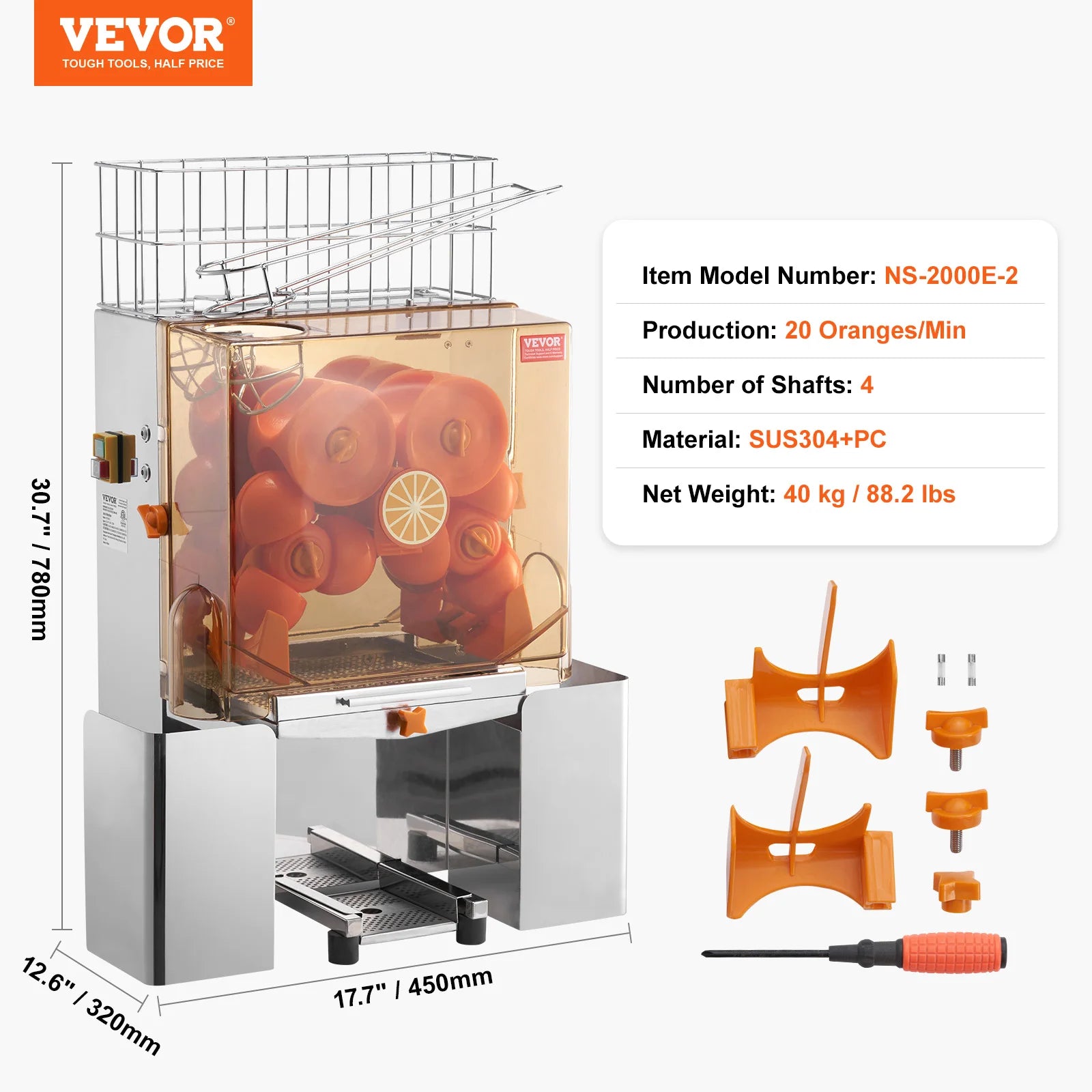 SucceBuy Commercial Orange Juicer Machine Automatic Juice Extractor Stainless Steel Orange Squeezer with Pull-Out Filter Box ﻿
