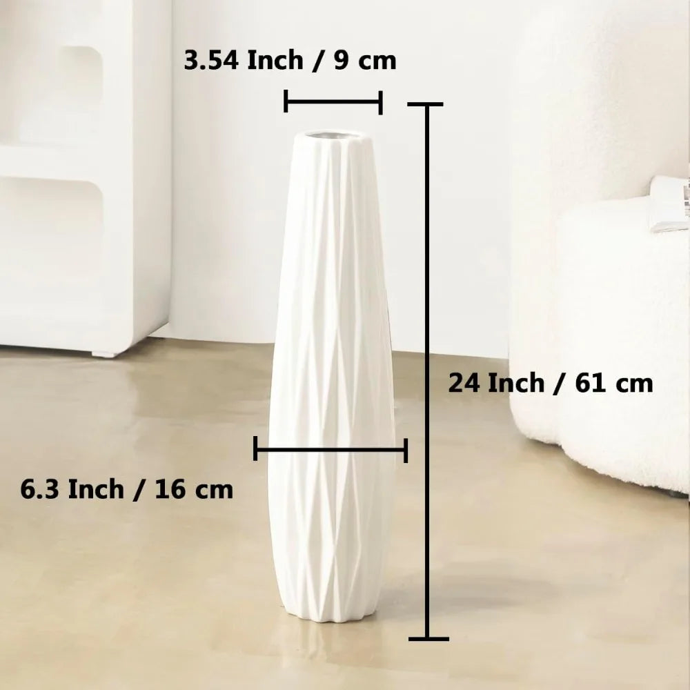 Floor Vase, 24 Tall Ceramic Decorative Large Vases for Living Room Decor Home Office Bedroom, Modern Big Standing Flower V