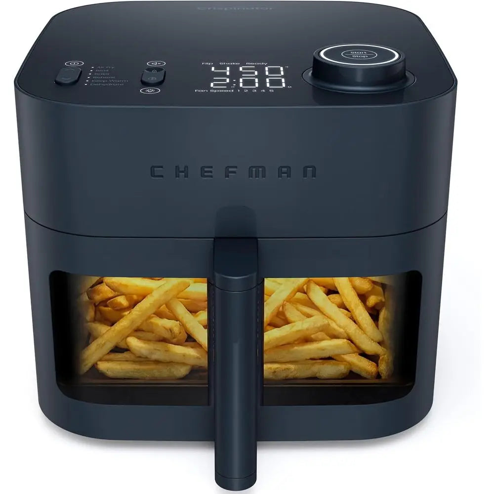 6-in-1 8 Qt Air Fryer with 450°F Max Temp, Turbo Heat Technology, Viewing Window, Nonstick Ceramic Basket