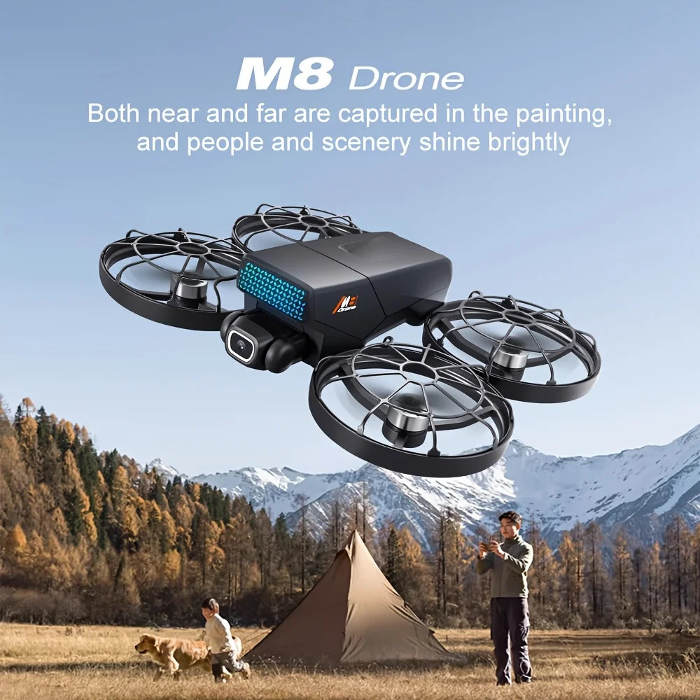 M8 Foldable RC Drone 4K Camera,4.3 In Screen Remote Real-Time FPV Transmission, Brushless Motor Quadcopter, Dual ESC Cameras, Optical Flow Hover, Anti-Collision Portable Drone for Beginners Adults & Enthusiasts, Easy Operatio