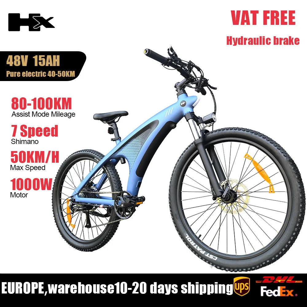 HX Q5 2000W Ebike Adult Electric Mountain Bicycle 27.5 inch Electric Bike 57km/h Removable battery Moped E Bikes Road Bike