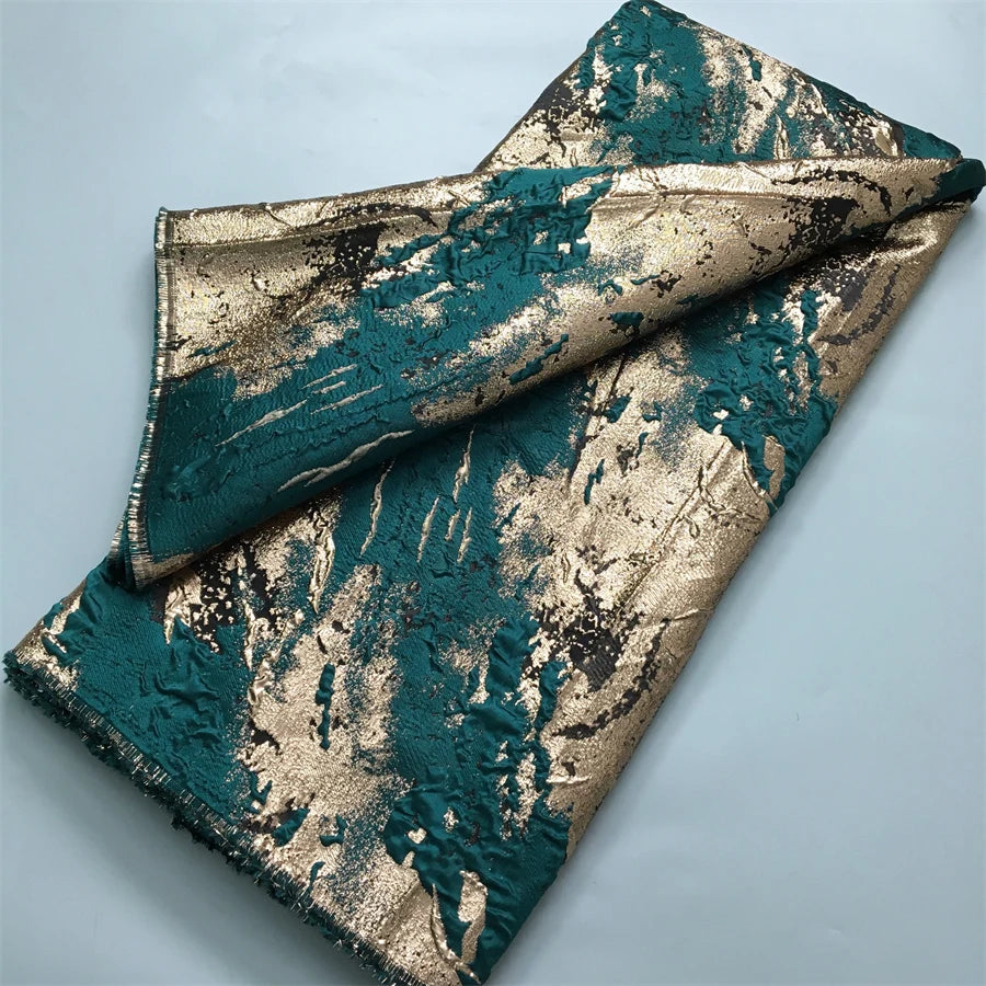 Luxury Nigerian Jacquard Lace Fabric Gilding French African Broacde Lace Fabric 2025 High Quality Damask Dress for Women A4085