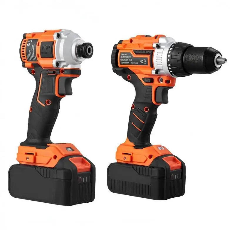 Electric Power Tool Set 20V Max for Home Maintenance Workshop Projects Construction Site 1/2 in Drill 1/4 in Driver 4.0 Ah Batteries Screws Charger Cloth Bag