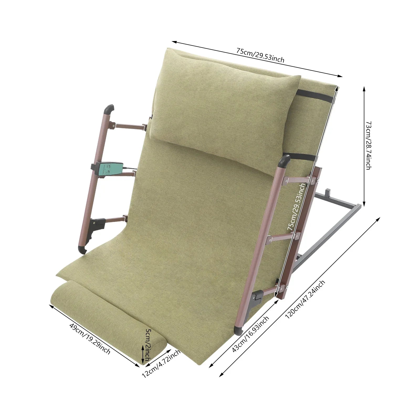 50W Electric Lifting Bed Backrest Remote Control Green Bed Electric Back Lift Frame Mount for Pregnant Women, Elderly