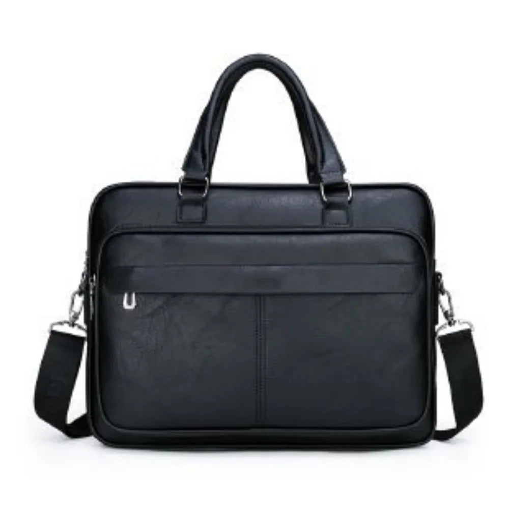 Men Bussiness Bag Large Capacity Pu Leather Luxury Briefcases Tote Bolsas Black Waterproof  Handbag Shoulder Crossbody Bags