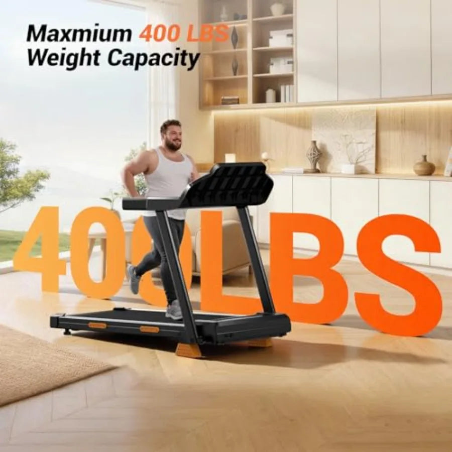 Treadmills for Home with 15% Incline and Led Screen 7-Layer Shock-Absorbing Foldable Treadmill with Handle Bar Up to 400lbs Cci