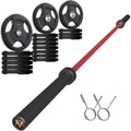 7FT Barbell Bar with 110LB Weight Plate Set Combo Solid Bar with Bearings 700Lbs Capacity Weight Bar for Home Gym Strength Train