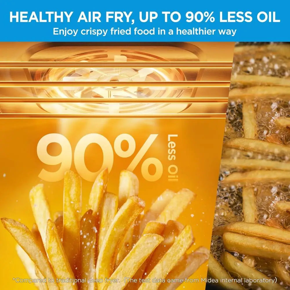 Extra Large 26.4 QT Air Fryer Toaster Oven Combo, 10-in-1 Multifunction, 25% Faster Cooking, 90% Less Oil, Stainless Steel