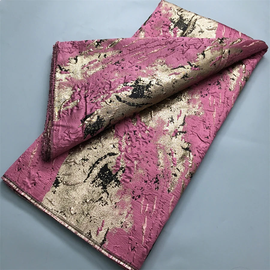 Luxury Nigerian Jacquard Lace Fabric Gilding French African Broacde Lace Fabric 2025 High Quality Damask Dress for Women A4085