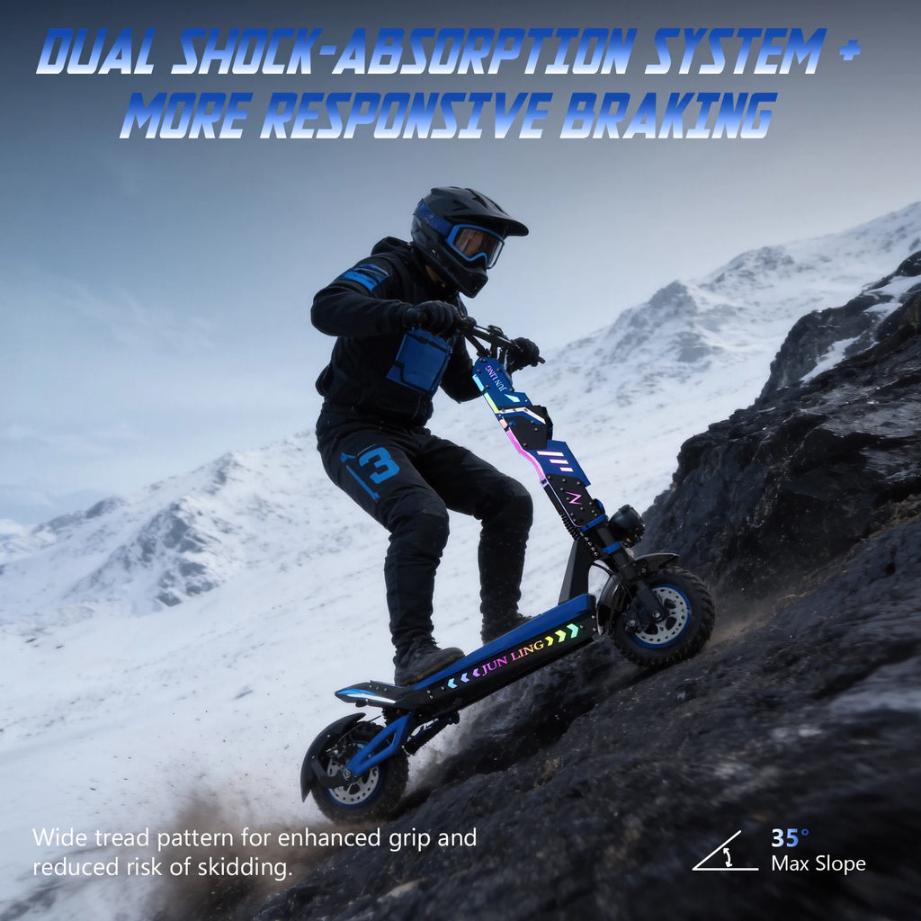 JL80 6000W Dual Motor Electric Scooter for Adults 60V30Ah Battery 40Mph Max Speed 52Mile 12‘’All-Terrain Off-Road Tire Escooter