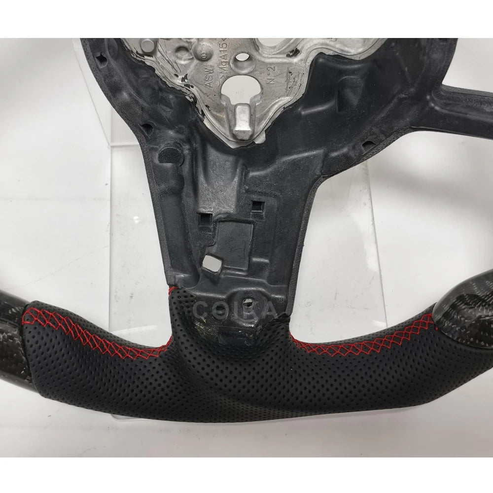 For Volkswagen Tiguan Golf 7 7.5 GTI GTE GLI 2013-2019 Real Carbon Fiber Steering Wheel Perforated Leather Sport Car Accessories