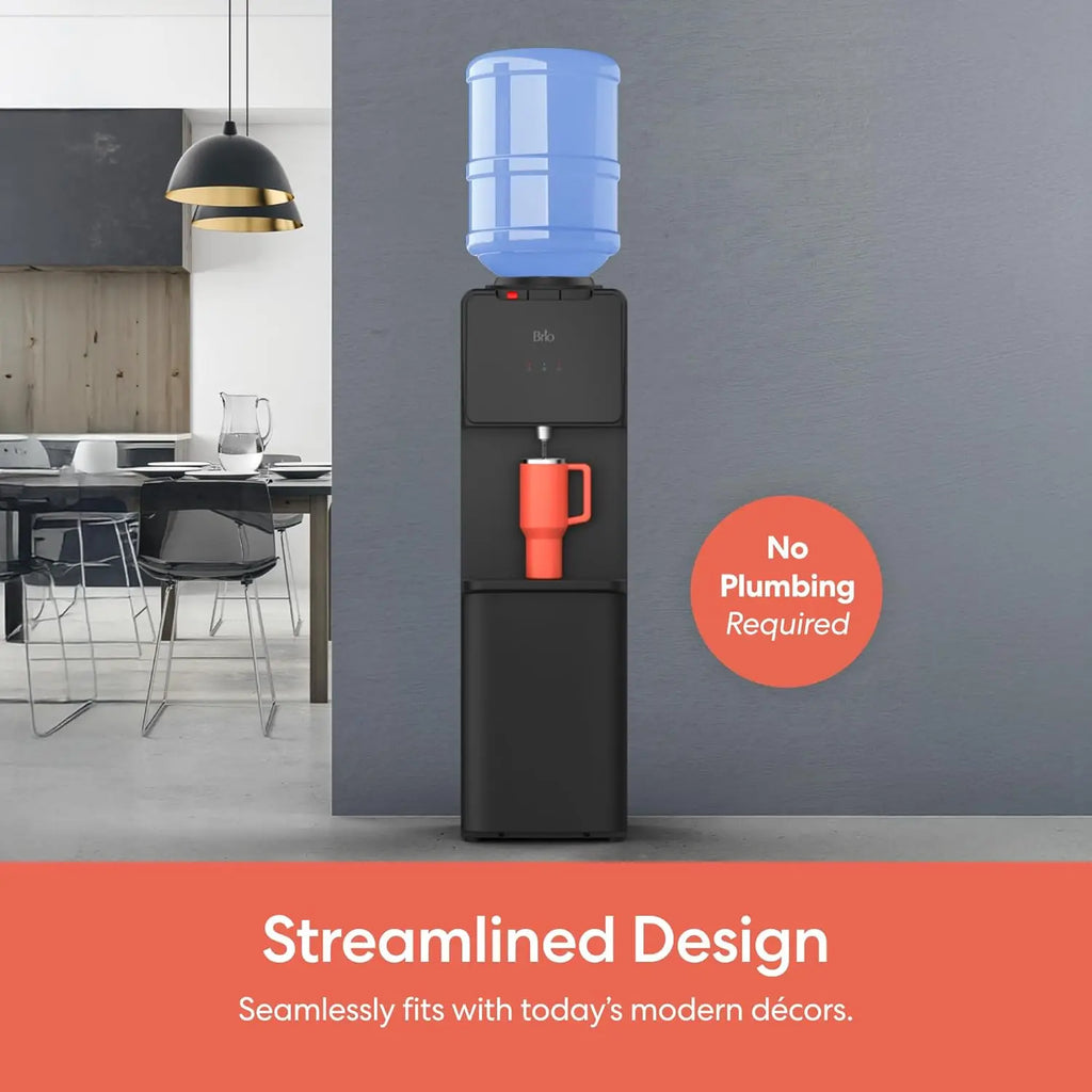Top-Load Water Cooler Dispenser for 3-5 Gallon Bottles, Hot & Cold with Spill-Free Loading and Child Safety Lock, Black