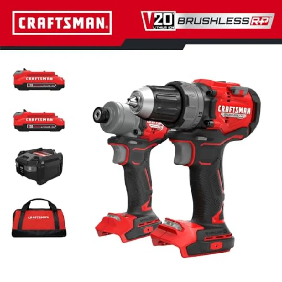 【Spot goods】20V RP Cordless Drill Driver and Impact Driver Brushless 2-Tool Power Tool Combo Kit LED Work Light Includes Batter