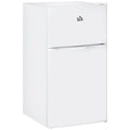 Double Door Mini Fridge with Freezer, 3.2 Cu.Ft Compact Refrigerator with Adjustable Shelf, Adjustable Thermostat and Reversible Door for Bedroom, Dorm, Home Office, White