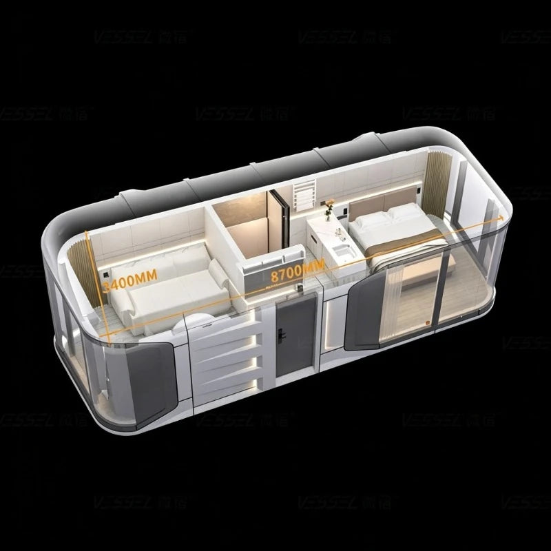 Luxury Prefabricated Tiny Space Capsule House Apple Cabin for Bathroom Warehouse Solar Powered Waterproof Fast Install