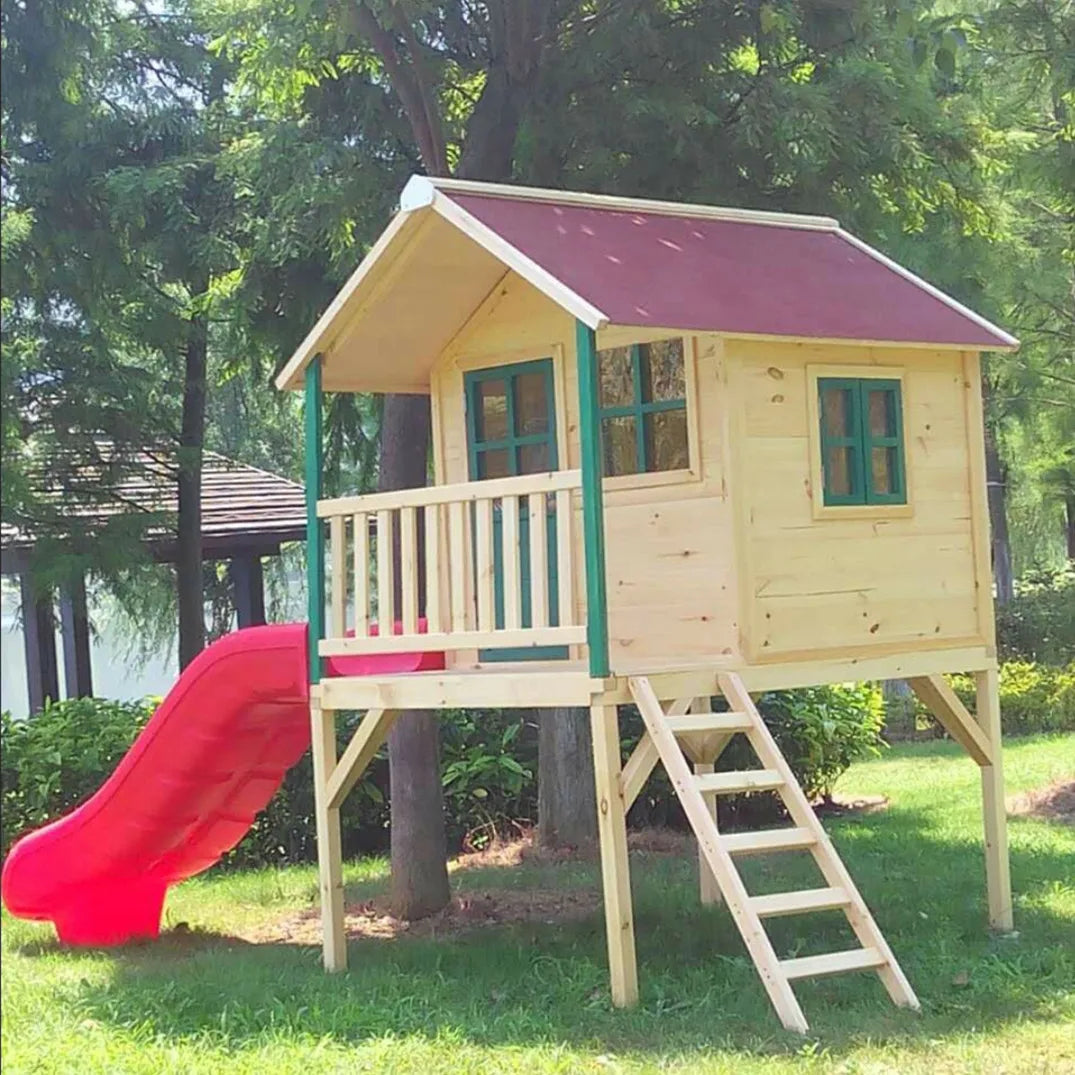 Kindergarten Playhouse Outdoor Assembly Slide Tree House Children Climbing Cabin Mobile Garden Gazebo Wooden House