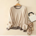 Naizaiga 100 cashmere O-neck cashmere natural color patchwork loose fitting Women spring autumn pullovers sweater  ,YLM352