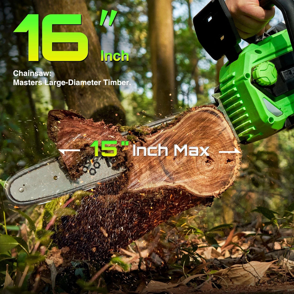 TaskStar 40V Brushless Electric Saw 16-inch Cordless Chainsaw With 2 5.0Ah Batteries Power Tools For Wood Cutting Tree Trimming