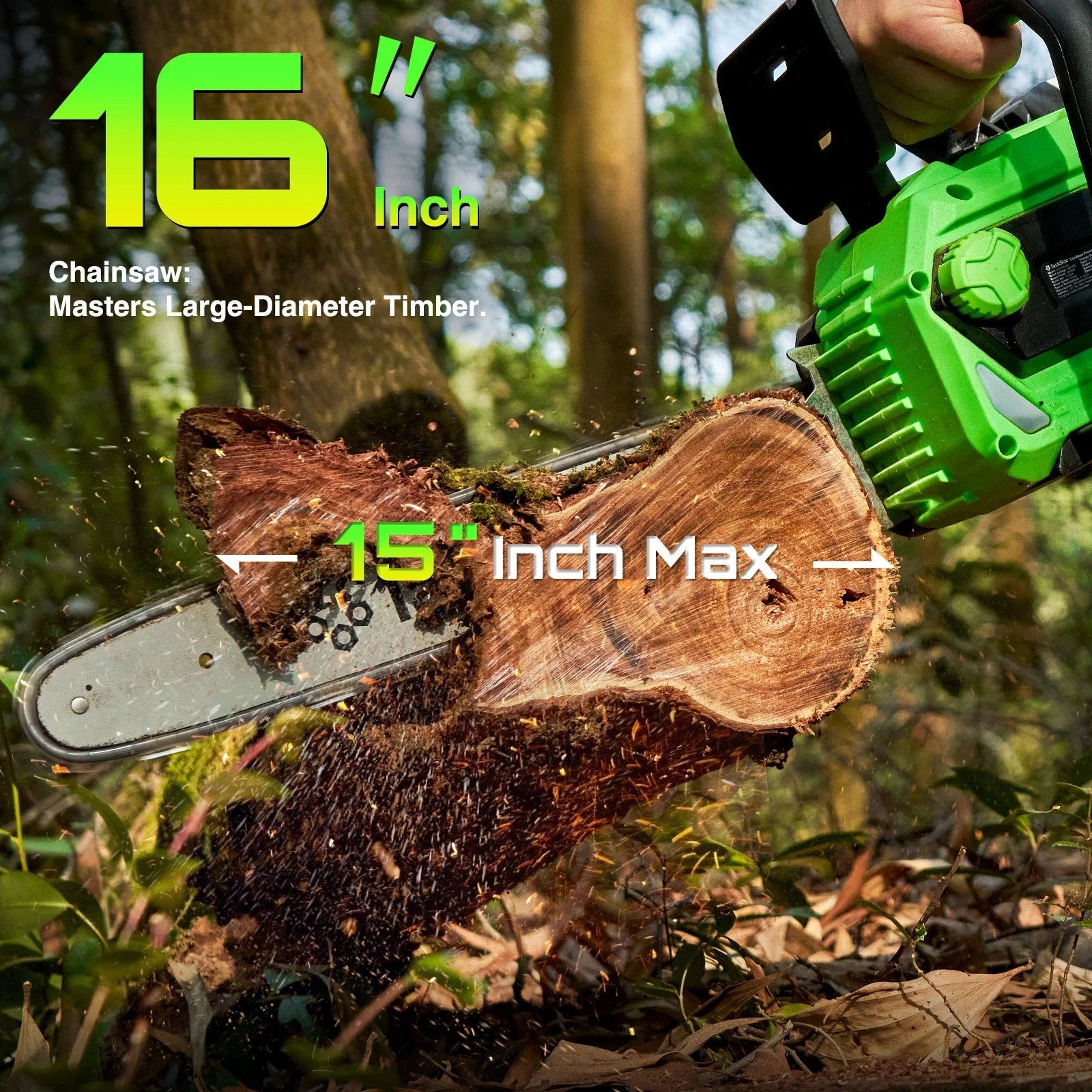 TaskStar 40V Brushless Electric Saw 16-inch Cordless Chainsaw With 2 5.0Ah Batteries Power Tools For Wood Cutting Tree Trimming