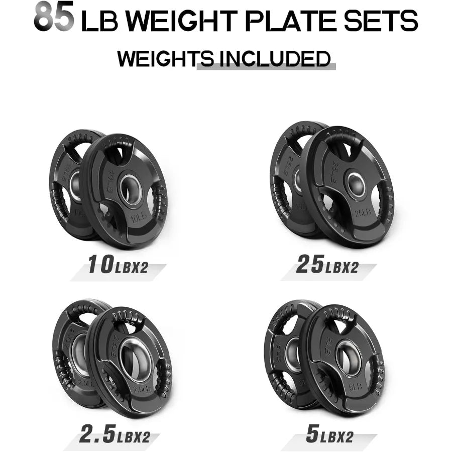Rubber Grip Plates for Barbell 2Inch Weight Plates for Weightlifting and Strength Training in Home and Gym 85lbs Set