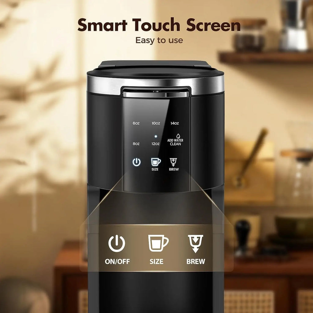 Single Serve Coffee Maker, 2 in 1 Coffee Machine for K-Cup & Ground Coffee, 6 to 14oz Brew Sizes, Pod Coffee Makers with 40oz