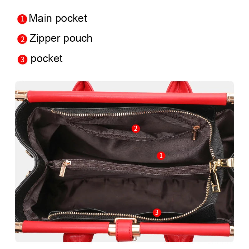 Light Luxury Crocodile Pattern Women's Handbag Large Capacity Black High Quality Cowhide Single Shoulder Crossbody Bag