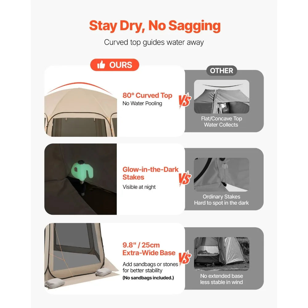 Pop-Up Screen House Tent 15' x 13.8' Camping 12-15 People Gazebo Portable