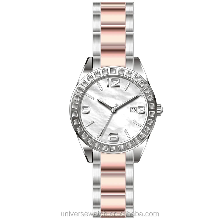 Build Your Own Design and logo Gold Lady Watch Luxury Japan or Swiss Movt 316L Stainless Steel U2625