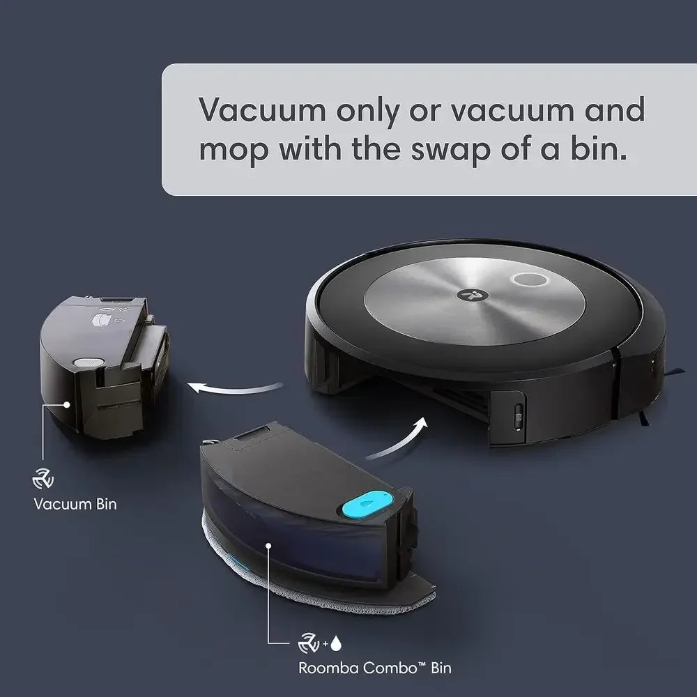 Self-Emptying Robot Vacuum & Mop - Avoids Obstacles, Cleans by Room, Compatible with Voice Assistants