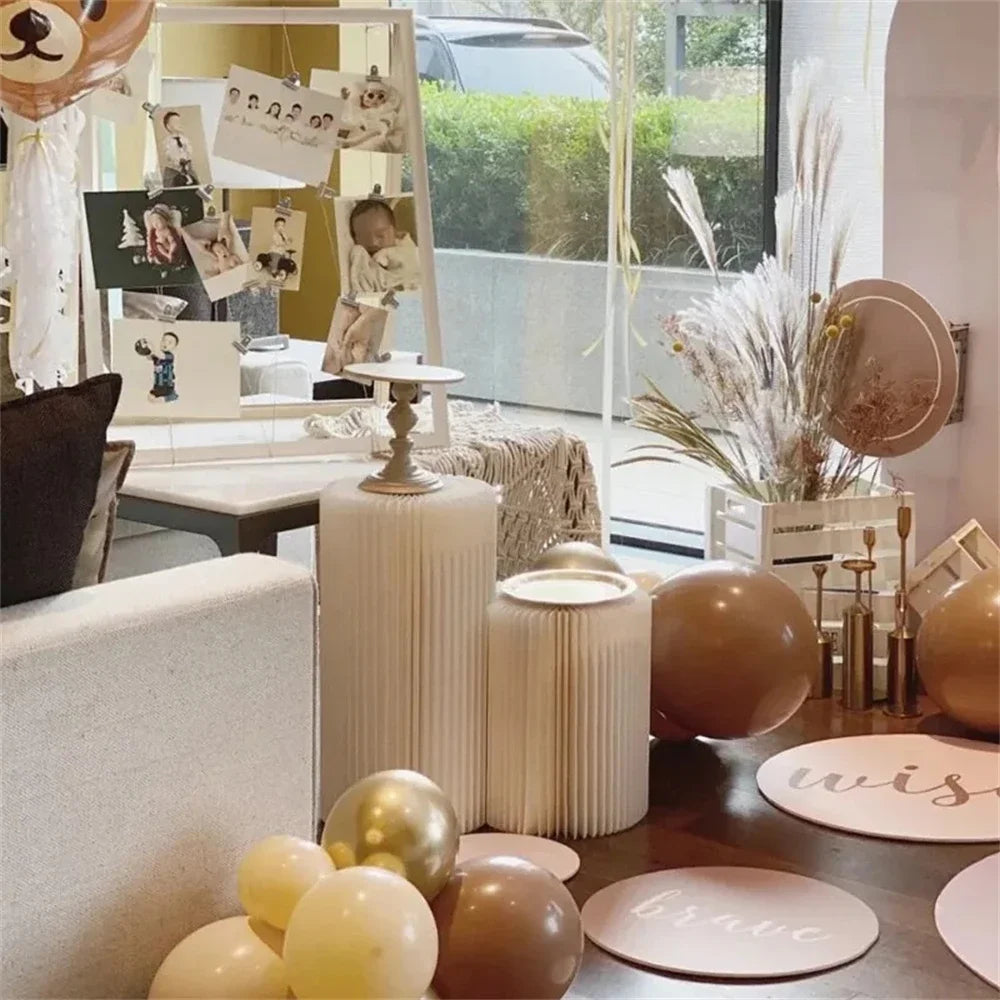 Roman Folding Column Ornaments Party Honeycomb Origami Display Stand Shop Window Wedding Decor Folding Cylindrical Flower Rack