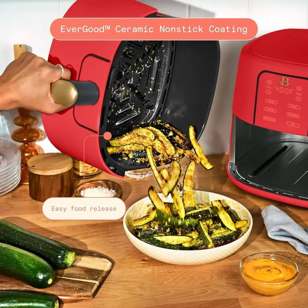 6 Quart Digital Air Fryer, Large Touch Screen with Programmable Time and Temperature, 4-in-1 Roasting, Reheating, Dehydrating, N