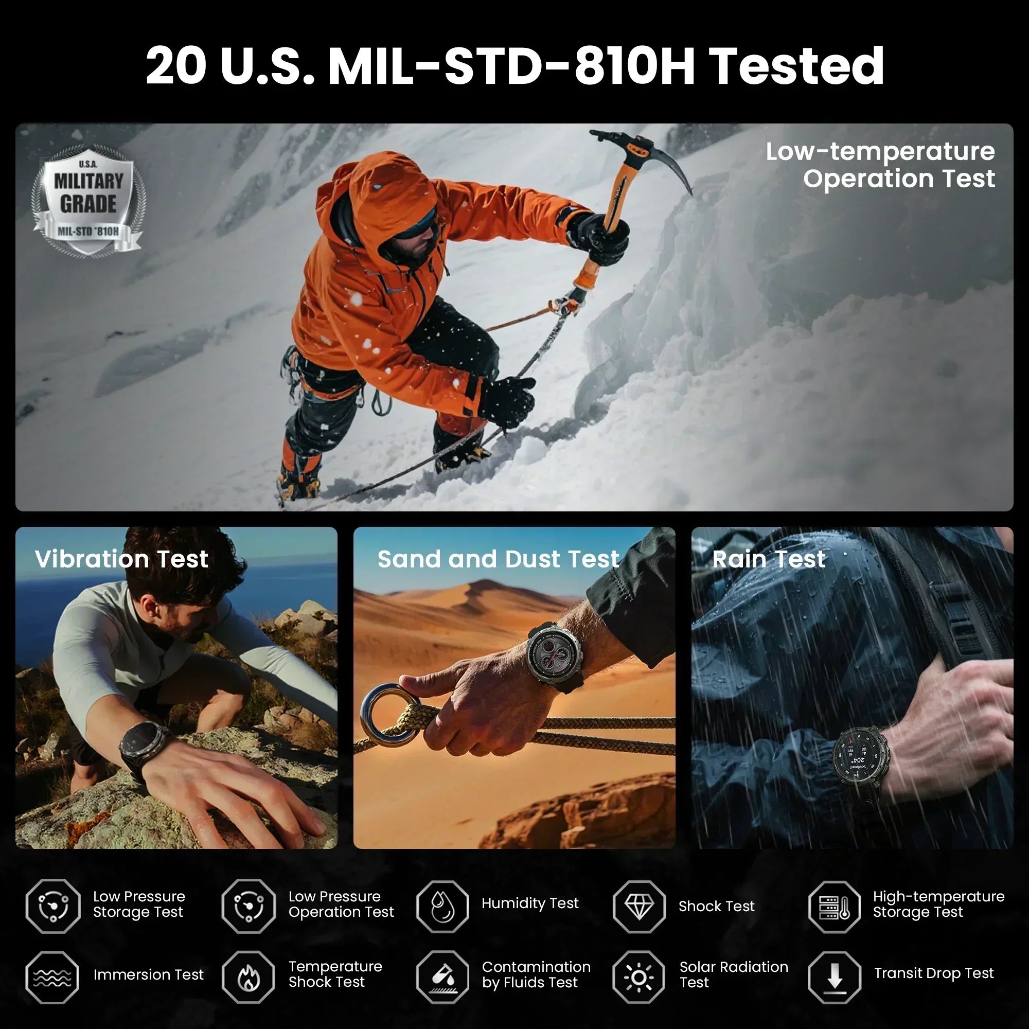 KOSPET Tank T4 Smart Watch for Men 6-Sat GPS Offline Maps 10ATM Waterproof Heart Rate Diving Skiing Hiking for Android iOS