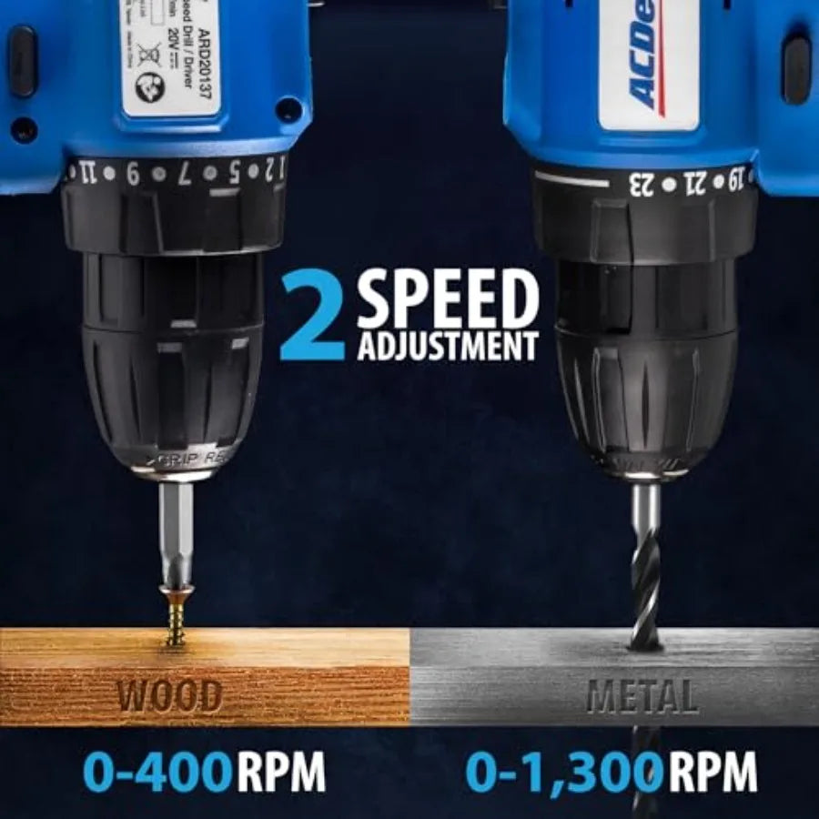 【Spot goods】20V Cordless Drill Impact Driver Impact drill 2 Tool Power Tool Combo Kit Brushless Power Tool Set with 2 Batteries