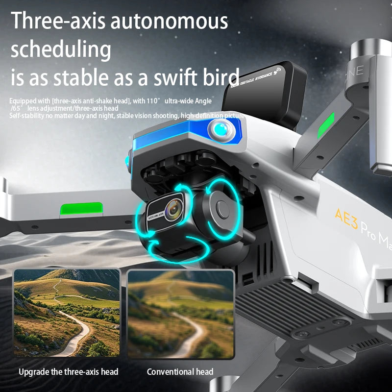 AE3 PRO MAX GPS Digital FPV with 8K HD Camera 3-Axis EIS Gimbal Obstacle Avoidance Touchable Screen Controller Brushless Drone