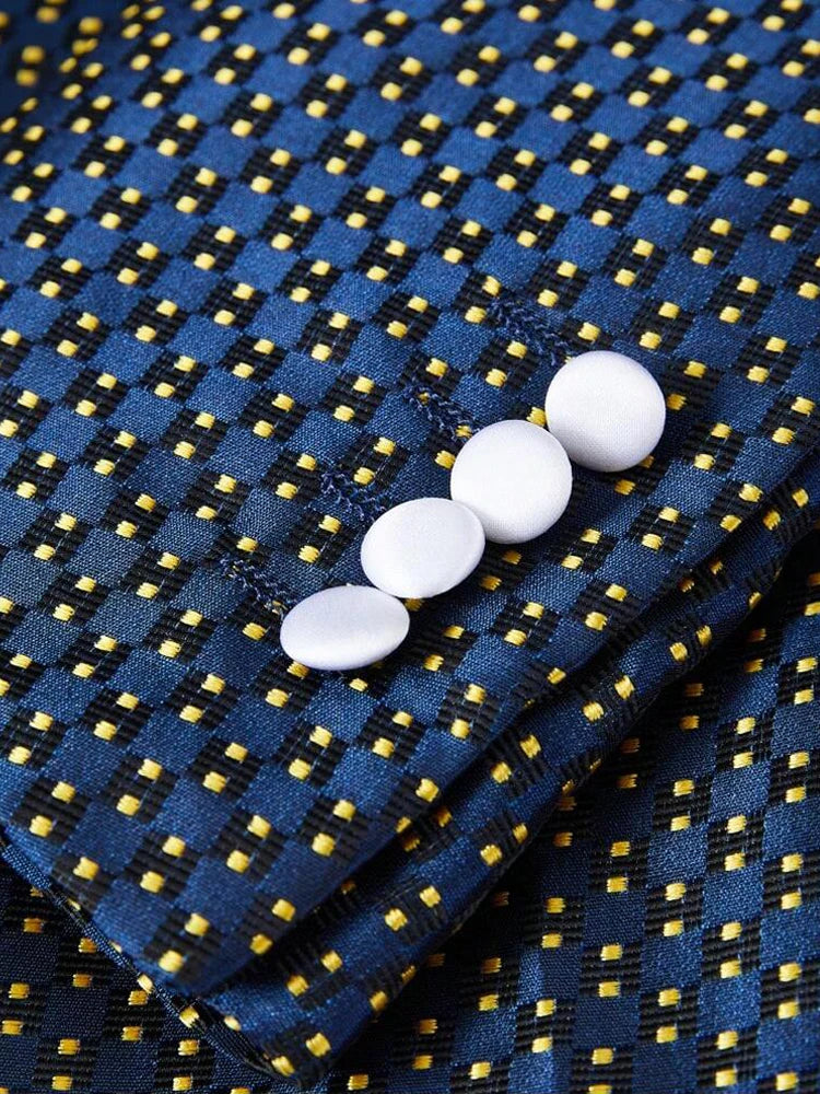 Men's three-piece slim-fitting suit set, including a tuxedo, a single-button shirt, a vest, and stretch waist pants, suitable fo