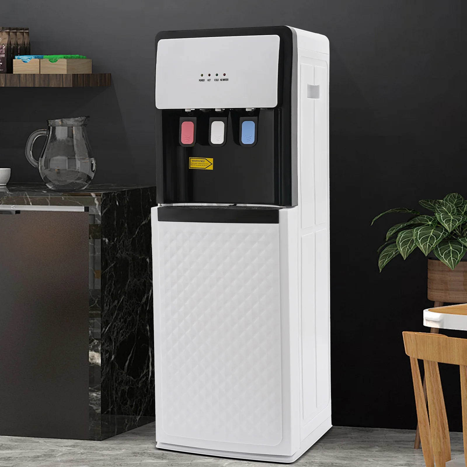 White Bottom Loading Water Cooler Dispenser,Hot & Cold Standing PP Water Dispenser Floor Standing for Home,Commercial