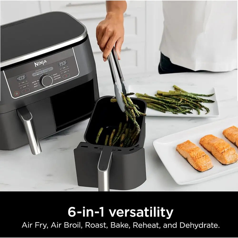 8 Quart DualZone Air Fryer with 2 Independent Baskets, Versatile Cooking Modes for Roasting, Broiling, Dehydrating, and More - B