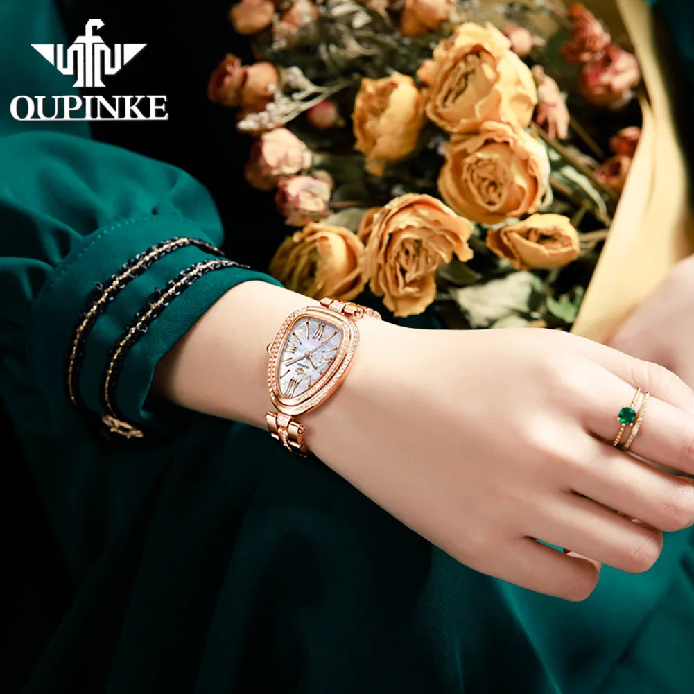 OUPINKE 3192 Watch For Women Luxury Waterproof Quartz Movement Ladies Hand Clock Diamond Steel Strap Fashion Wrist Watches