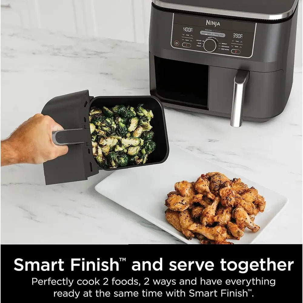8 Quart DualZone Air Fryer with 2 Independent Baskets, Versatile Cooking Modes for Roasting, Broiling, Dehydrating, and More - B