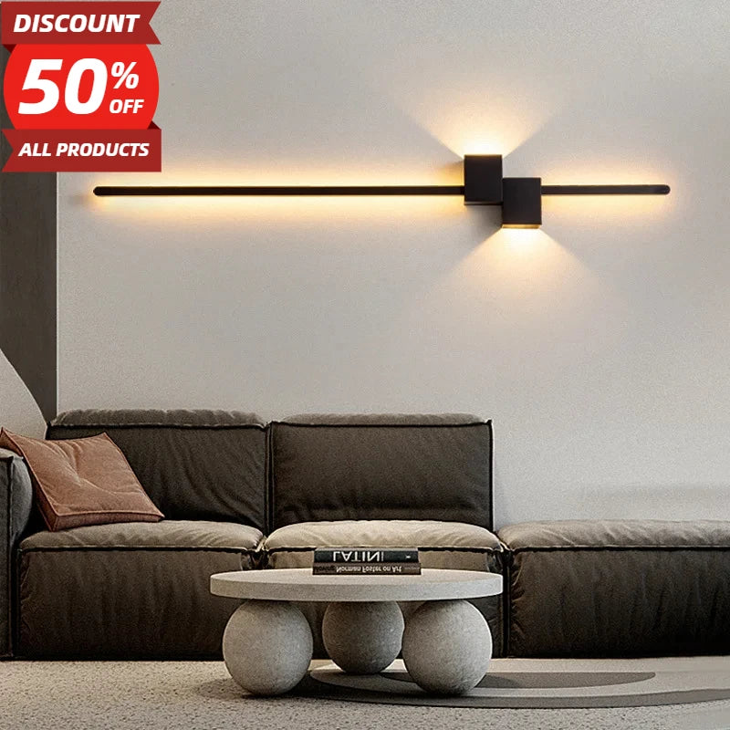 New Modern Minimalist Wall Lamp Black/Gold LED Wall Light Home Decorative Bedside Corridor Sofa Backgroung Wall Fixture