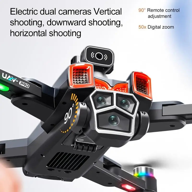 8K triple camera drone, A19 max pro aircraft, dual battery configuration, dual aerial cameras, one-touch takeoff, brushless wind-resistant motor, easy operation for beginners. A new drone worth owning in 2026