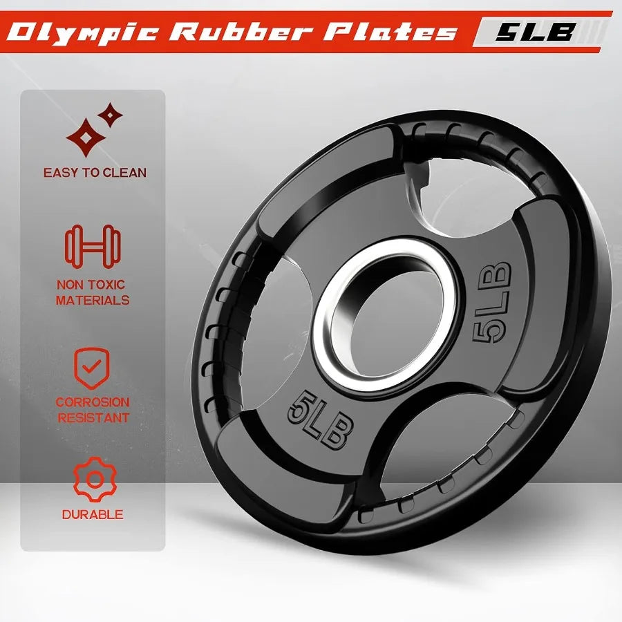Rubber Grip Plates for Barbell 2Inch Weight Plates for Weightlifting and Strength Training in Home and Gym 85lbs Set